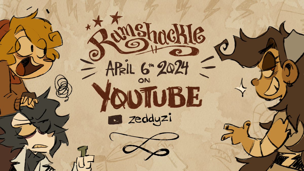 Time to spill the beans... ⭐RAMSHACKLE: THE ANIMATED PILOT will be dropping on Saturday, April 6th 2024 on @zeddyzi's Youtube channel (link below)!!!⭐