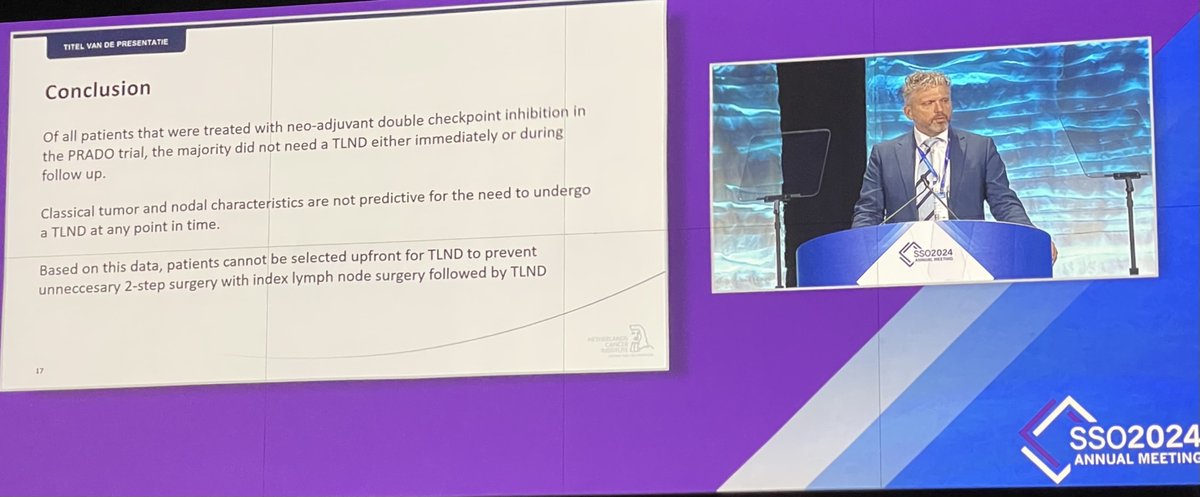 PRADO - can't predict who will need CLND after index node biopsy in pts with cN+ melanoma yet. Maybe imaging will help in the future? #SSO2024 @WinanvanHoudt