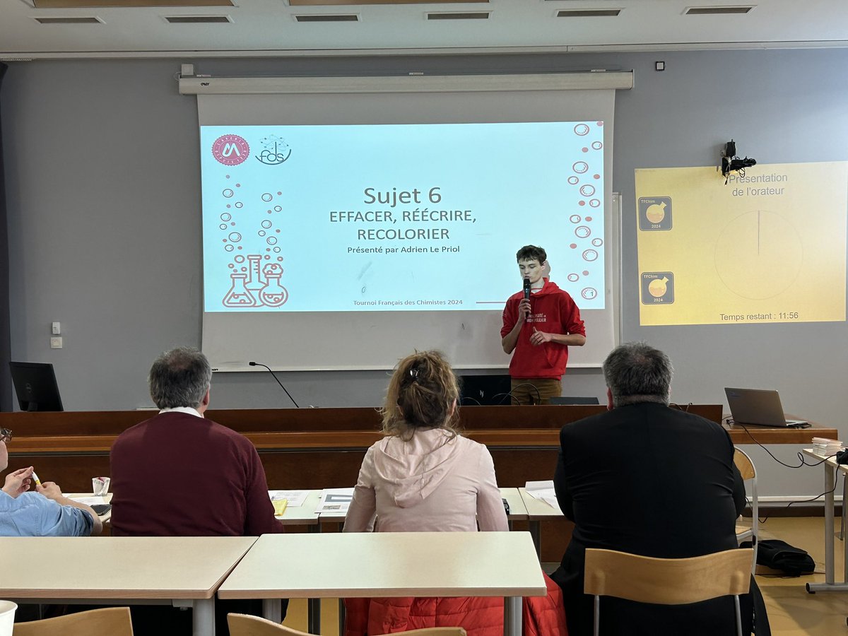 Bilan de la 1ere journée du tournoi français de chimie 2024 Match perdu de deux pts contre Sorbonne U et ex-æquo contre l’ENS Lyon ! On lache rien. Rdv demain pour la 2e journée @FacsciencesUM @umontpellier @DpartementCHIM1 @FilholJs @SClementICGM @JeanyvesWinum @chimiebalard