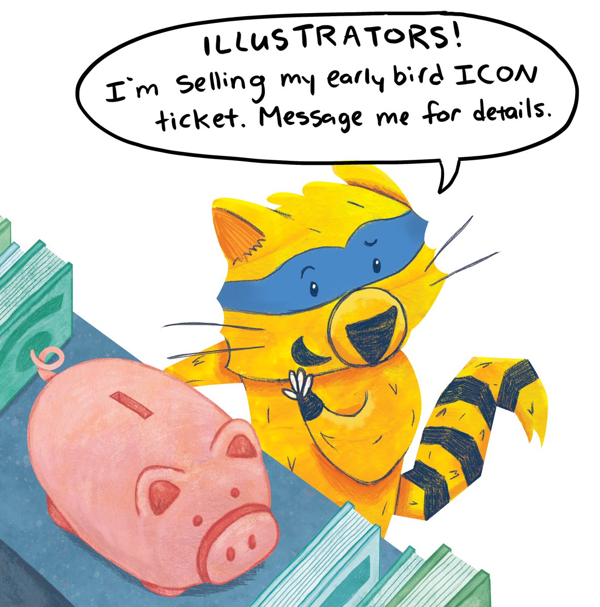 Illustrators! My plans have changed and I can no longer make the ICON conference. I bought an early bird ticket ($547 including fees) which could save you quite a bit compared to the tickets being sold now ($714 including fees). Message me for details! 😊 #ICON #ICON12