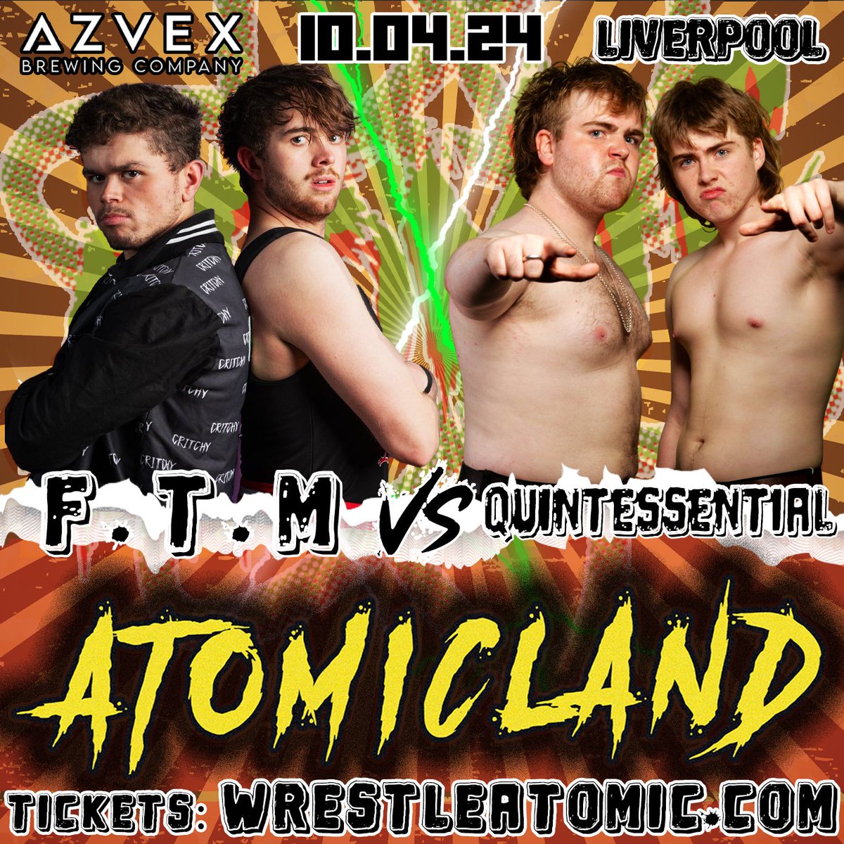 🎪⚛️ ATOMICLAND ⚛️🎪 Alright then, here we go. QUINTESSENTIAL versus FTM. Welcome to the future of BritWres tag wrestling... Today!* You'd be mad to miss it. 🎟️ WRESTLEATOMIC.COM *April 10th