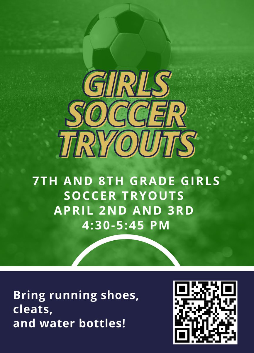 🌟 Attention all talented athletes! 🌟 ⚽️ Walker Middle School Girls Soccer Tryouts ⚽️ 🗓️ April 2nd & 3rd 🕟 4:30-5:45 PM 📍 Walker Fields Join us on the pitch and showcase your skills! Let's make this season unforgettable! 💪 #GirlsSoccerTryouts #WalkerMS @LEISDAthletics