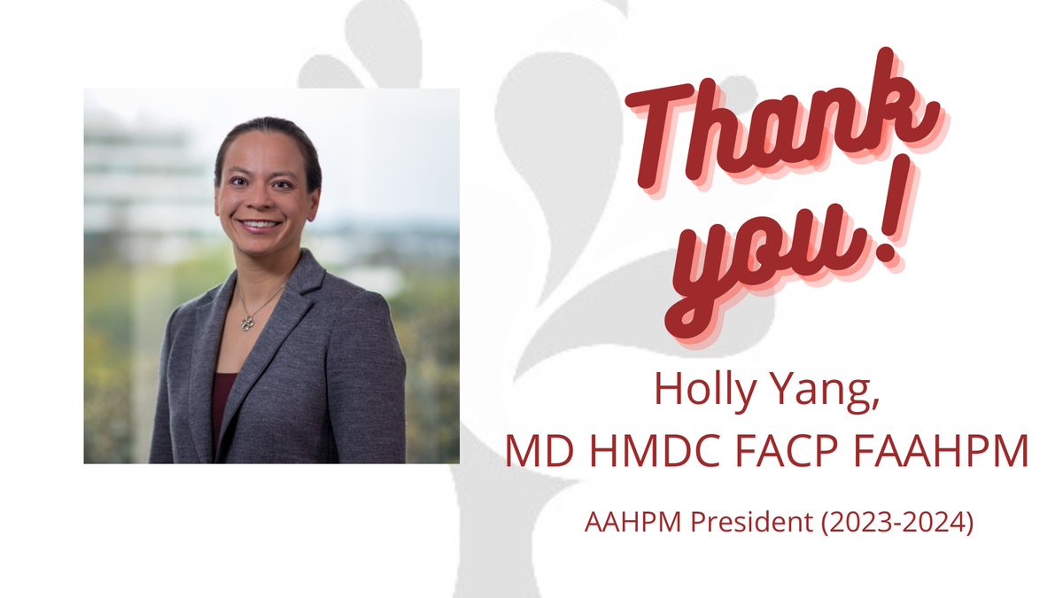 AAHPM (@aahpm) on Twitter photo Thank you <a href="/hollyby/">Holly Yang, MD</a> for your inspiring leadership and dedication to the Academy this past year as president. We are grateful for all you do, and all you have done for the Academy! #hapc24 Thank you <a href="/hollyby/">Holly Yang, MD</a> for your inspiring leadership and dedication to the Academy this past year as president. We are grateful for all you do, and all you have done for the Academy! #hapc24