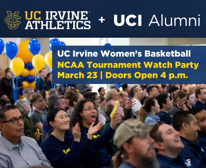 @UCIwbb take on Gonzaga in the first round of the NCAA Tournament. 🏀 Calling all Orange County Alumni and Anteater Fans! Join us for a watch party TOMORROW the Newkirk Alumni Center on campus! 🍕 🎉 Walk-ups welcome! 🔗 eventbrite.com/e/uci-womens-b…