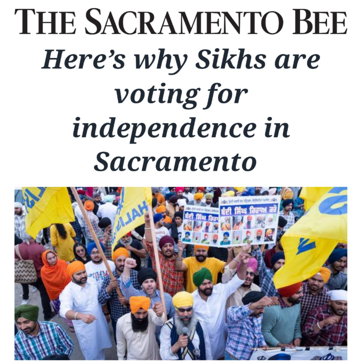 🧵Sikhs are gathering in Sacramento on 3/31 to raise their voice on independence in Punjab. There will be a lot of media coverage; most good but some foreign propaganda. I published this opinion piece to set the record straight beforehand. Link & thread👇🏾 sacbee.com/opinion/op-ed/…