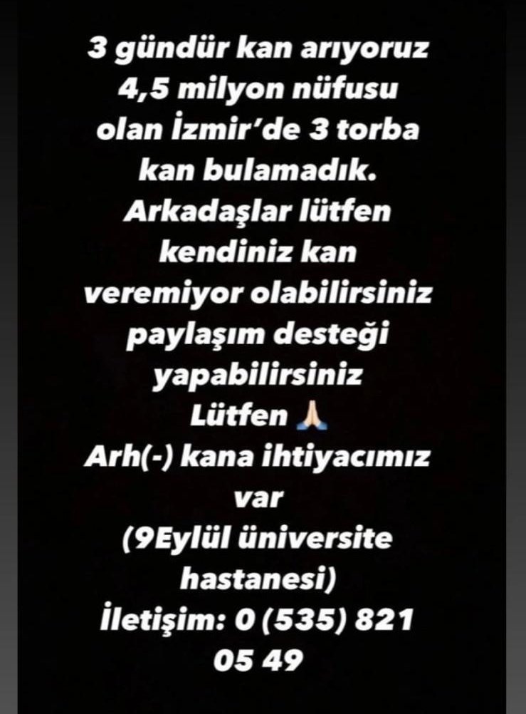 ❗ KAN ARANIYOR ❗ İZMİR DOKUZ EYLÜL ÜNİVERSİTE HASTANESİ RT ile yayılmasına destek olur musunuz 🙏🏻 Şimdiden Allah razı olsun hepinizden