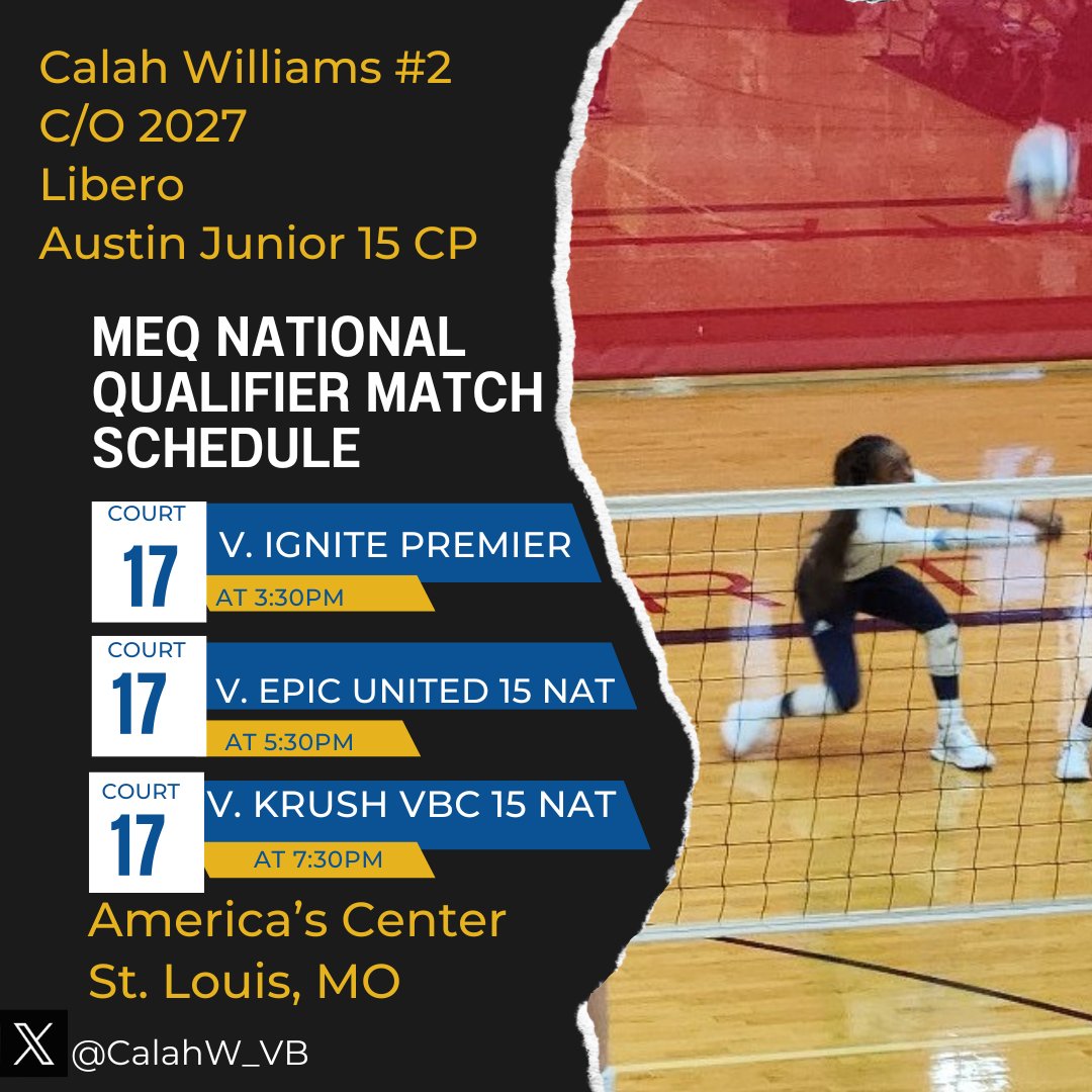 Getting ready to get on the floor at MEQ! <a href="/AustinJuniors/">Austin Junior Volleyball</a> <a href="/RecruitAJV/">Austin Junior Volleyball Recruiting</a> <a href="/weissvolleyball/">Weiss Volleyball</a> <a href="/VballRecruits/">VolleyballRecruits</a> <a href="/PrepDig/">Prep Dig 🏐</a> <a href="/PDTexas/">Prep Dig Texas</a> <a href="/NikeMEQ/">Mid-East Qualifier</a>