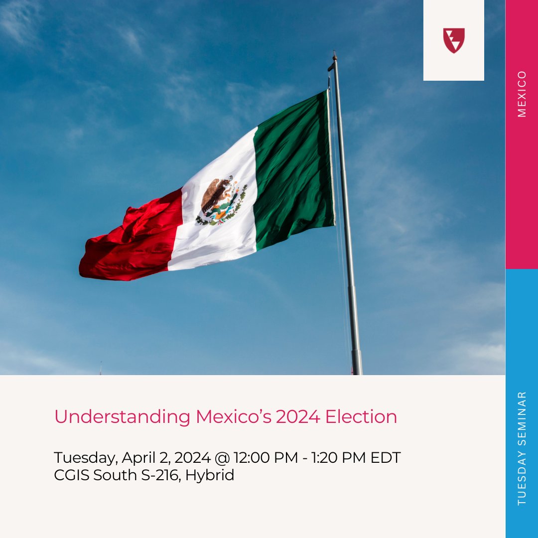 HarvardDRCLAS's tweet photo. 04/02 @ 12PM EDT: Understanding Mexico's 2024 Election

This online panel will discuss Mexico's upcoming elections from multiple perspectives, providing both a general overview and specific policies and candidate positions that define this election.

https://t.co/xPmqIXZNW6 https://t.co/4VEPIT21an