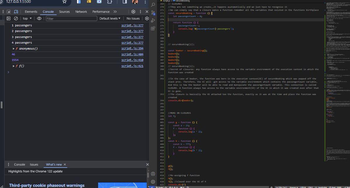 thecodegirlie_'s tweet image. 🚀Day 12 of 100🚀 
Explored closures today! Still grasping their complexity, but excited to master this essential concept. Closures retain access to parent function variables, crucial for coding flexibility.
Here&apos;s to continuous learning!🚀
#100DaysOfCode #javascript #CodeJourney