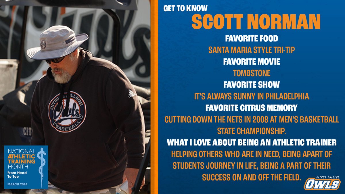 💙 In honor of @nata1950 month, we're highlighting our amazing athletic trainers and we can't forget the one and only Scott Norman! 🦉 #citrUS