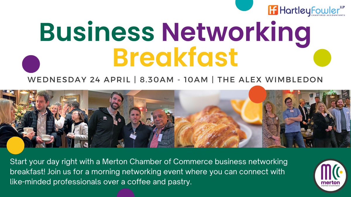 Networking events are a chance for professionals to gather together & make connections. Ticket includes a light pastry breakfast, something warm to drink, and opportunity for you to introduce your business to the group. Book your ticket! mertonchamber.co.uk/.../business-n…… See more