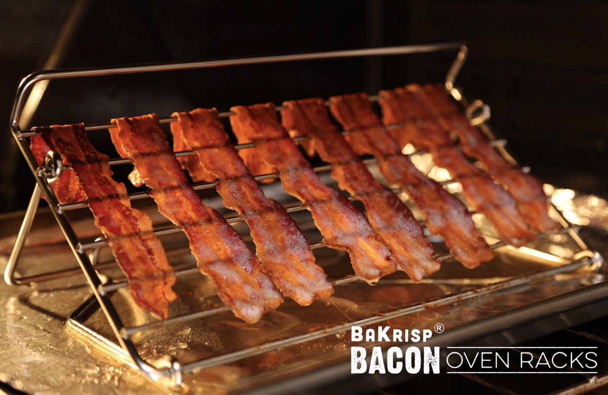OvenBacon's tweet photo. Enjoy Crispy Delicious Bacon cooked in the oven at home! 
BaKrisp® Bacon Oven Racks are uniquely designed for Crispy Cooked Bacon of all Lengths and Thicknesses.
Electro Polished Stainless Steel
☝️Link in Bio☝️
👉https://t.co/RK8xCedCyP👈https://t.co/DCRpb66VYz https://t.co/mpaH2IodjF