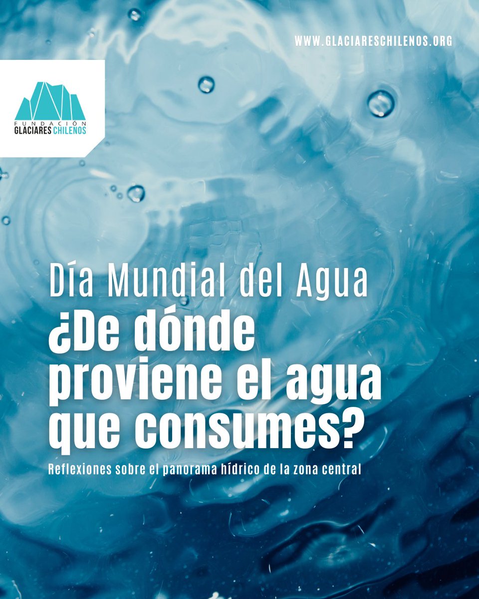 ¿De dónde proviene el agua que consumes?💧En este #DiaMundialDelAgua te invitamos a reflexionar sobre el origen del agua que bebemos y el papel que desempeñan los glaciares de la zona central en el contexto de cambio climático 🏔️❄️

📝 Nota <a href="/MatiLeMuz/">🤓❄️</a> 
glaciareschilenos.org/notas/dia-mund…