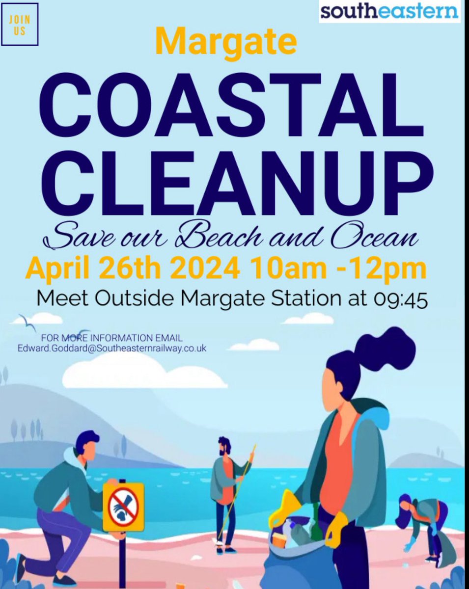 I am proud to announce that on April 26th that team @Se_Railway will be doing a beach clean at Margate. If you would like to meet the team and be involved feel free to contact me