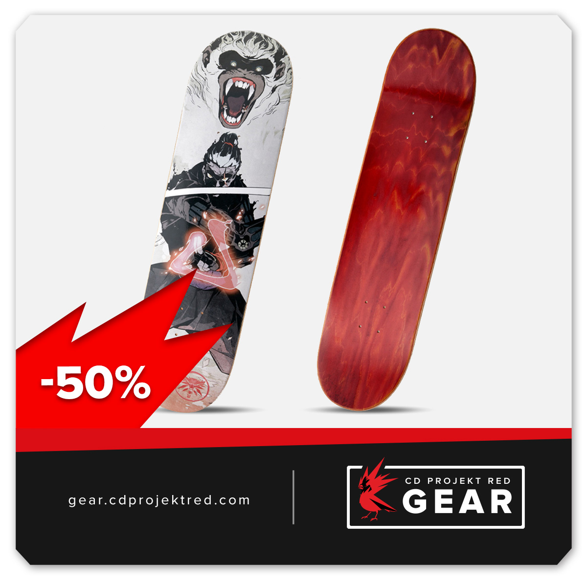 Professional monster slayers usually depend on weapons of silver and steel, but even wood can prove helpful. Take this skate deck, which lets witchers move from contract to contract with speed and ease. @WitcherGame gear.cdprojektred.com/collections/sa…