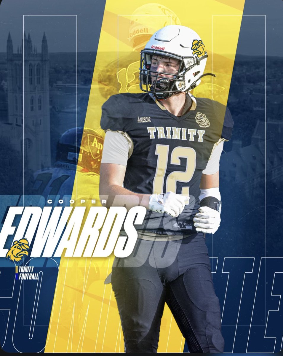Cooper Edwards (@cedwards05) on Twitter photo I’d like to announce I’ll be furthering my academic and athletic career at Trinity College! Huge thanks to <a href="/CoachKevinAvery/">Kevin Avery</a> and <a href="/gcdsathletics/">GCDS Athletics</a> for shaping me into the player and man I am today! Let’s work 💛💙!! #AGTG I’d like to announce I’ll be furthering my academic and athletic career at Trinity College! Huge thanks to <a href="/CoachKevinAvery/">Kevin Avery</a> and <a href="/gcdsathletics/">GCDS Athletics</a> for shaping me into the player and man I am today! Let’s work 💛💙!! #AGTG