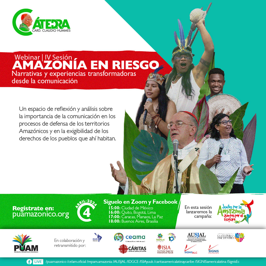📆 ¿Aún no te registras? Hazlo en bit.ly/3QykpeR. Vive el lanzamiento de nuestra campaña Juntos por la Amazonía, Juntos por el Futuro y la IV Sesión de la #CátedraClaudioHummes. #Amazonia #PUAM