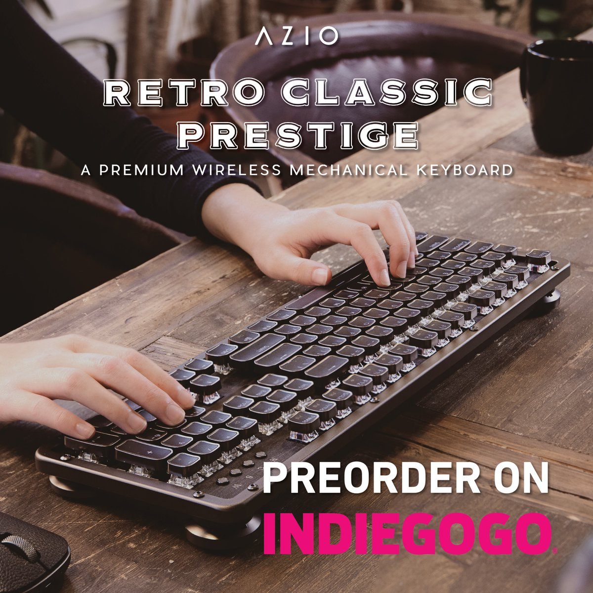 The RC Prestige is on #Indiegogo! #Preorder now at the link in bio! #azio #keyboard #mechanicalkeyboard #retro #classic #vintage #typewriter #steampunk #campaign #crowdfunding #desksetup #lifestyle #premium #design #tech #writing #projectwelove #discount #writers #book