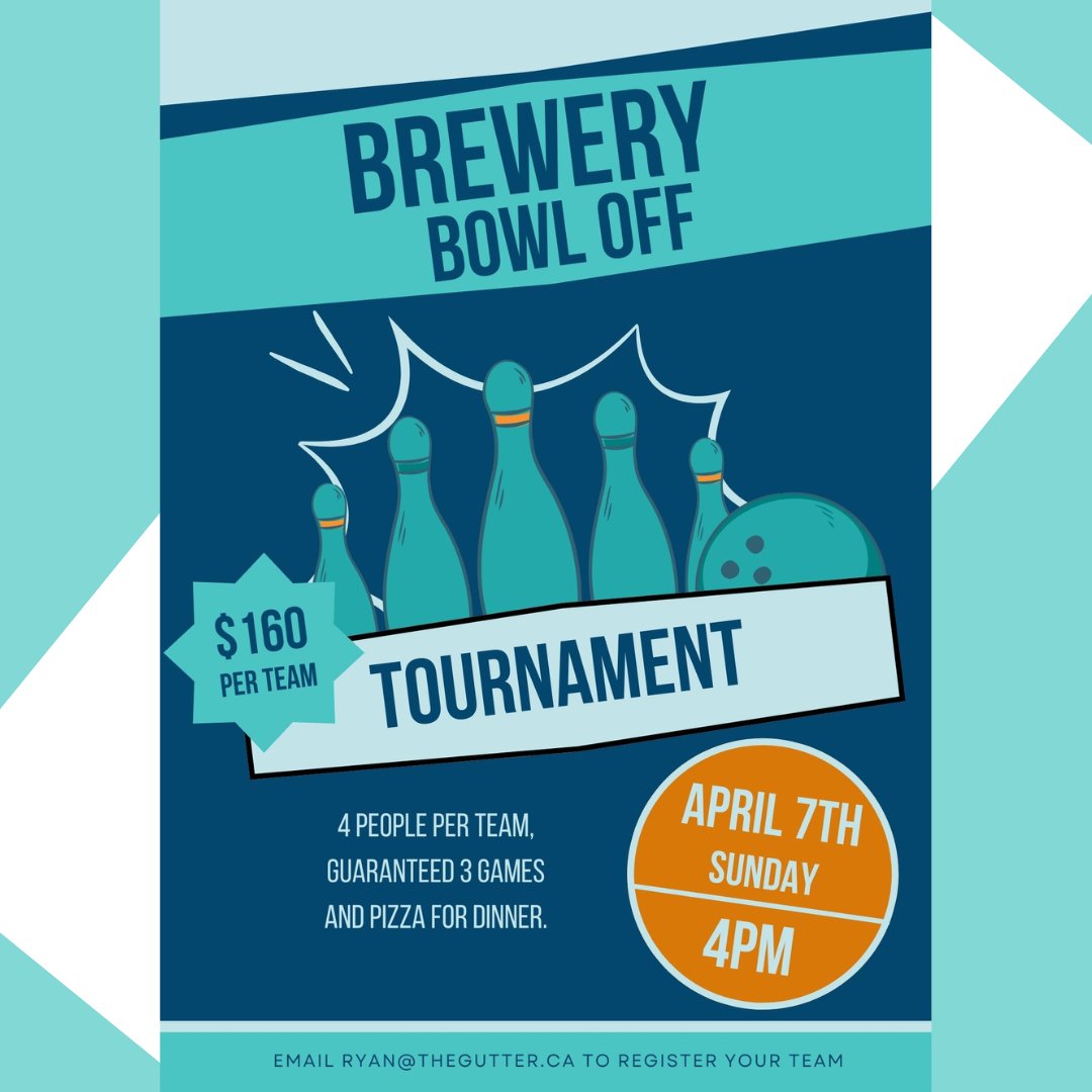 Jump into The Gutter on Sunday, April 7th for a night filled with turkeys, strikes, and pizza! Get ready to roll some frames and enjoy craft beer while you're at it! For more info and to register, contact: Ryan@thegutter.ca #ABCraftBeer #ABCraftBreweries