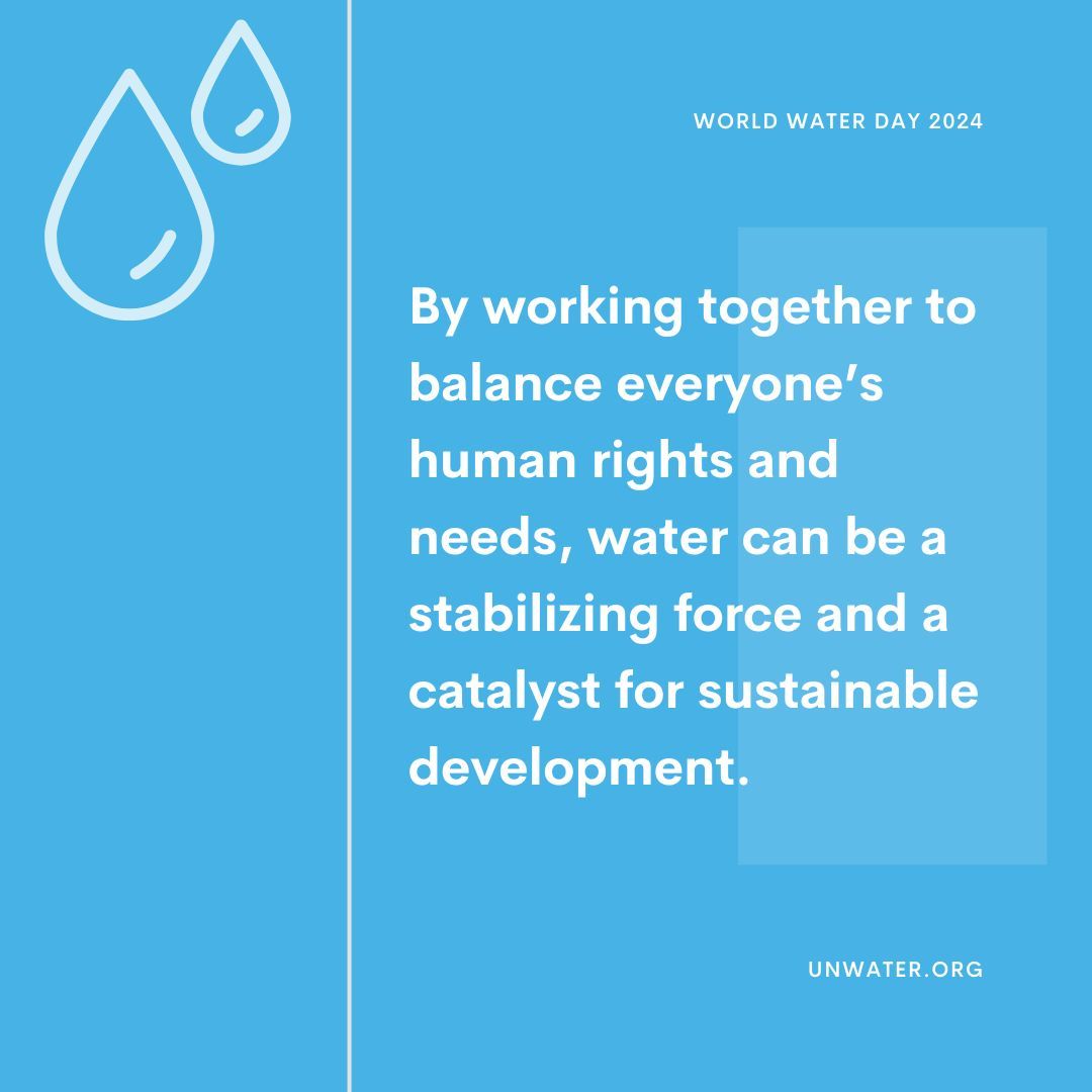 Water can lead us out of crisis. We can foster harmony between communities and countries by uniting around the fair and sustainable use of water. #WorldWaterDay #WaterForPeace