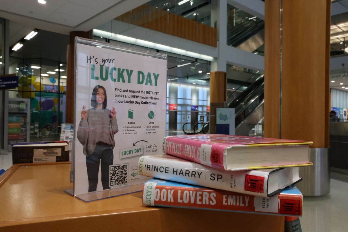 Are you tired of waiting for the latest bestsellers to be available? 

Stop by one of our 25 library locations to see if they are a part of our Lucky Day collection. You may be in luck! 🍀😉

Learn more at: sjpl.org/LuckyDay

#SJPL #RightToLibrary