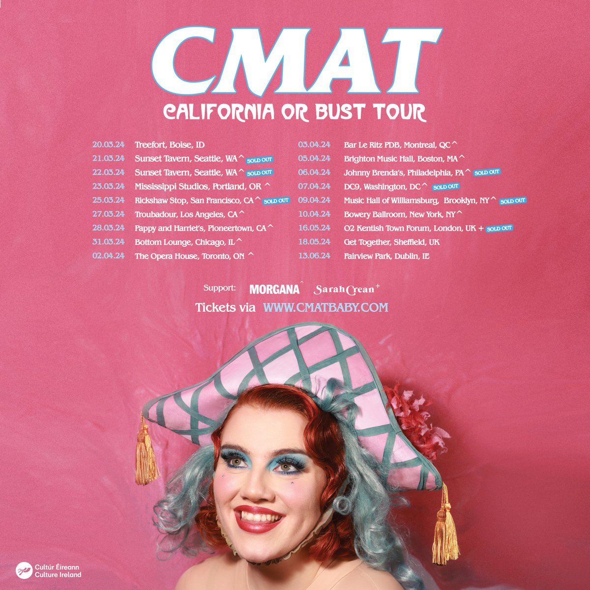 Can't believe that @cmatbaby is back on tour in North America with @morganasparty with a sold out show tonight in Seattle, followed by concerts in CA, IL, Canada, MA, PA, DC, and NYC. Thanks @culture_ireland for their support. Must see performance by an incredible Irish artist!