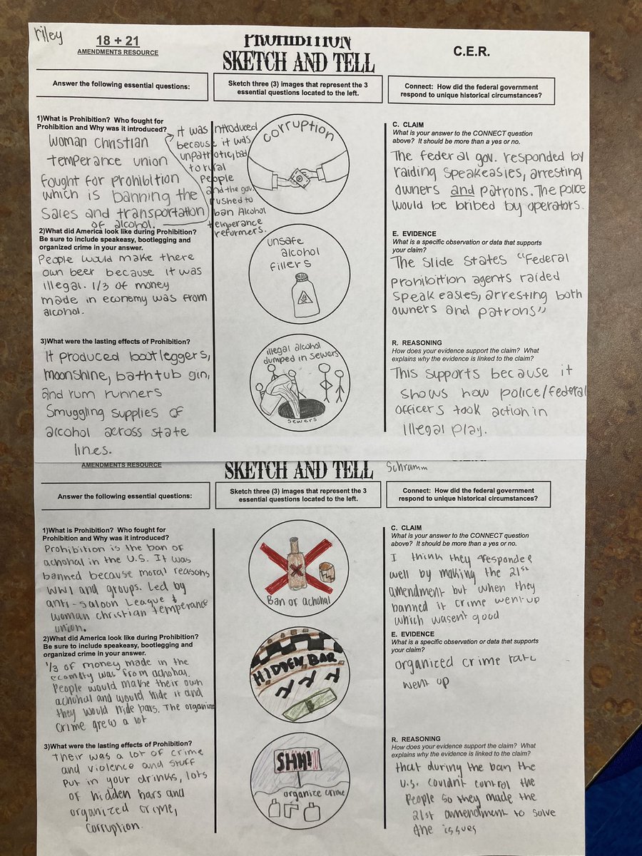 Wrapped up the week by completing a Sketch & Tell-O with a xCER (remix inspired by @arianakhern) on prohibition. Kids did a great job analyzing the time period and applying it to a clip from the Simpsons. #eduprotocols @jcorippo