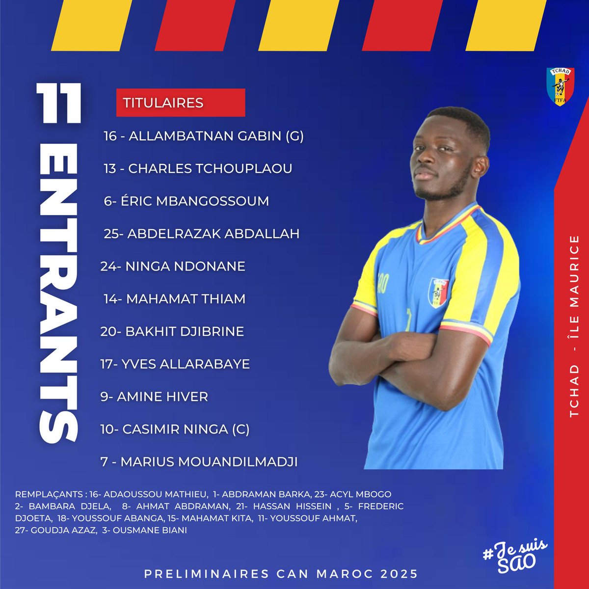 SaoFoot's tweet photo. Victoire du Tchad 🇹🇩 1-0 Île Maurice 🇲🇺

Félicitations aux Sao 💙
Match retour le 26 Mars à Maurice. https://t.co/7P616Zwx3V