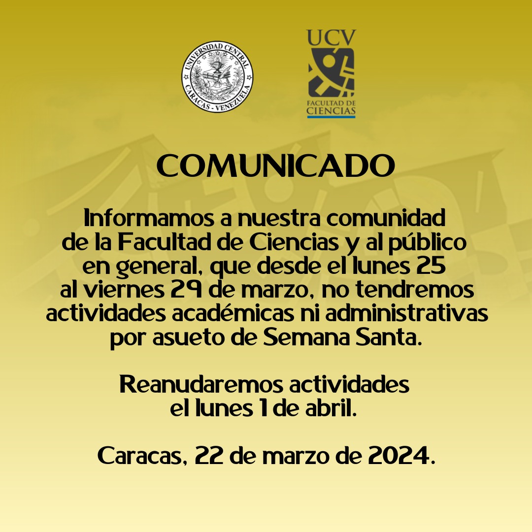 #importante Comunicado a nuestra comunidad de la Facultad de Ciencias y al público en general. #noticienciasucv