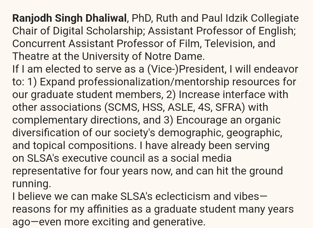 Yours truly is in the running for election to the vice presidency (and eventually presidency) of @SocLitSciArts. If you are an SLSA member, please consider voting for me! I'll be annoying (in a good way) and try to do many things and also host a cool+weird conference, I promise!!