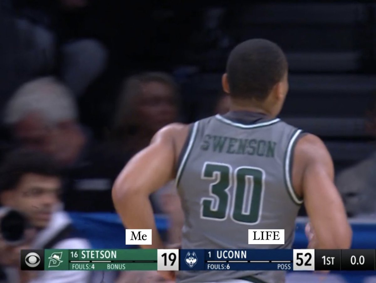 How I feel every Monday😅

Me - 19, Life - 52

@UConnMBB @StetsonHatters #disrespect @MarchMadnessMBB #marchmadness  #ncaabasketball