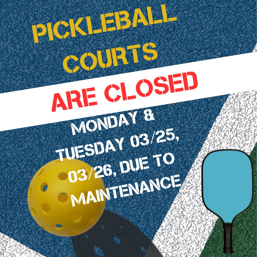 Pickleball courts will be closed on Monday & Tuesday, 03/25, 03/26 due to maintenance Keep an eye out for more upcoming events: uppergwynedd.org/parks-recreati… #PickleballParadise
#PickleballPlayground #ServeItUpPickleball #PickleballPassion #PicklePaddlePro