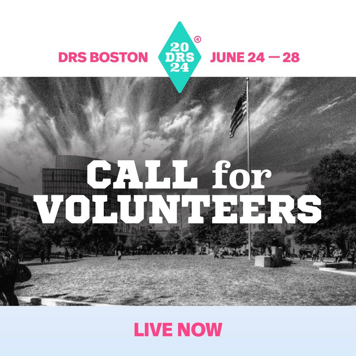 The call for student volunteers is NOW OPEN! Join us to make #DRS2024Boston a memorable experience while connecting with peers & professionals from around the globe. Visit our website to learn more & fill out the application. Deadline is April 9th, 2024. drs2024.org/call-for-parti…