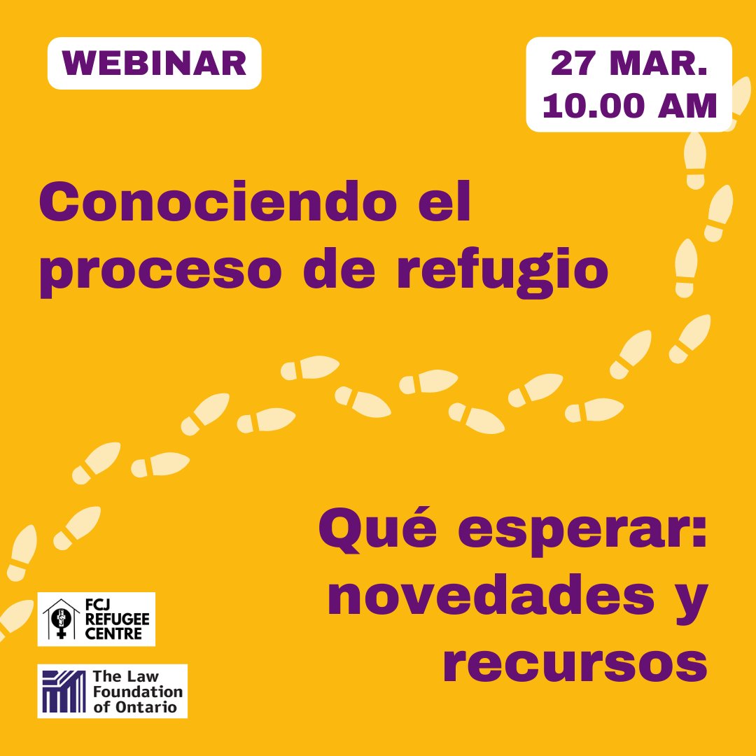 Don't miss this webinar next week, designed to support refugee claimants and front-line workers in navigating the refugee process. With sessions in English and Spanish. Check out our events page and register: fcjrefugeecentre.org/events/