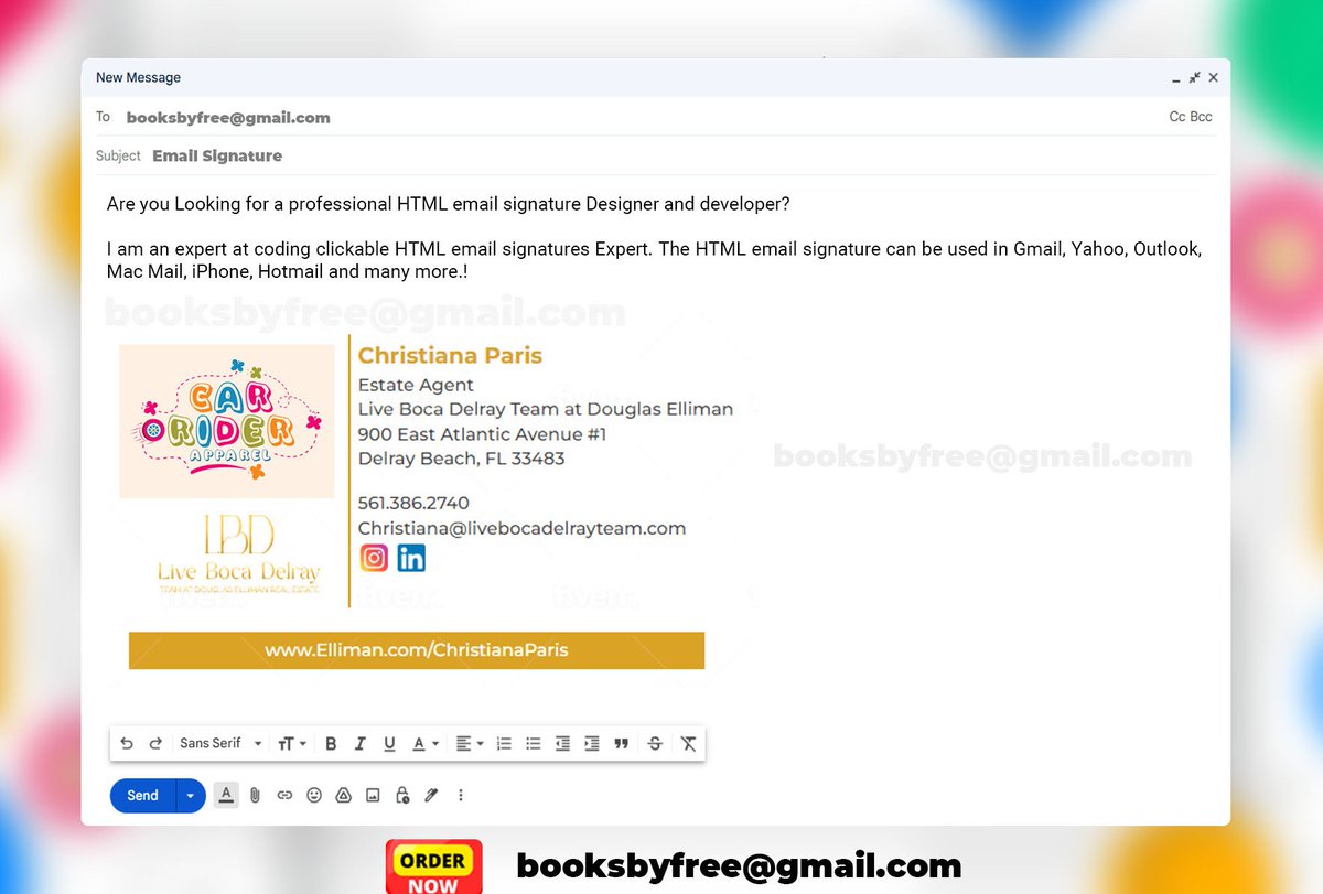 EmailSignature0's tweet image. Modern and Professional HTML Email Signature design. 
Do you require a stylish professional email header, footer or signature? #htmlsignature
#emailsignature
I Will Design A Png or HTML Email Header, Signature or Footer. #outlooksignature