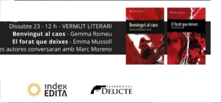 Llibres del Delicte (@llibresdelicte) on Twitter photo Demà a Vilassar farem un vermut literari a la llibreria Índex. A les 12h. Amb les escriptores Gemma Romeu i Emma Mussoll.
Veniu!
<a href="/LlibreriaIndex/">Llibreria Índex</a> Demà a Vilassar farem un vermut literari a la llibreria Índex. A les 12h. Amb les escriptores Gemma Romeu i Emma Mussoll.
Veniu!
<a href="/LlibreriaIndex/">Llibreria Índex</a>