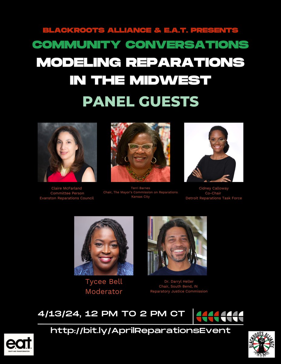 Join us and <a href="/EatOrgChicago/">Equity and Transformation</a> for our upcoming event. Register to claim your FREE tickets today. #friday #reparations #weekend bit.ly/AprilReparatio…