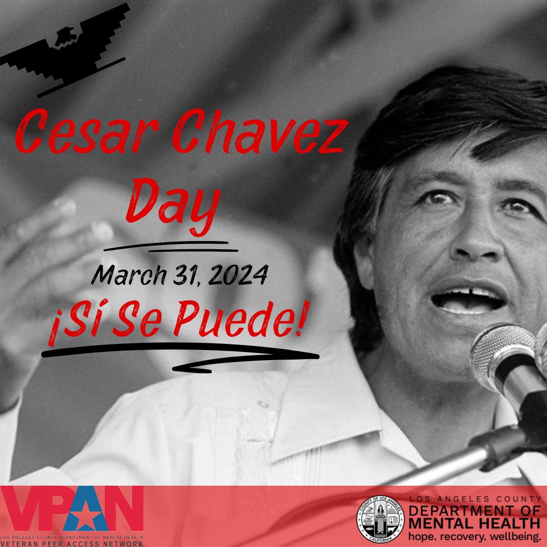 VeteranPeer's tweet photo. VPAN Department offices will be closed on Monday, March 25 in observance of Cesar Chavez Day.

Normal Operating Hours Will Resume the Following Day

If you are a vet or family member and need to connect with a peer, please call 800.854.7771 *3 or visit https://t.co/F71oIzGB0J. https://t.co/AtiL4qCZ88