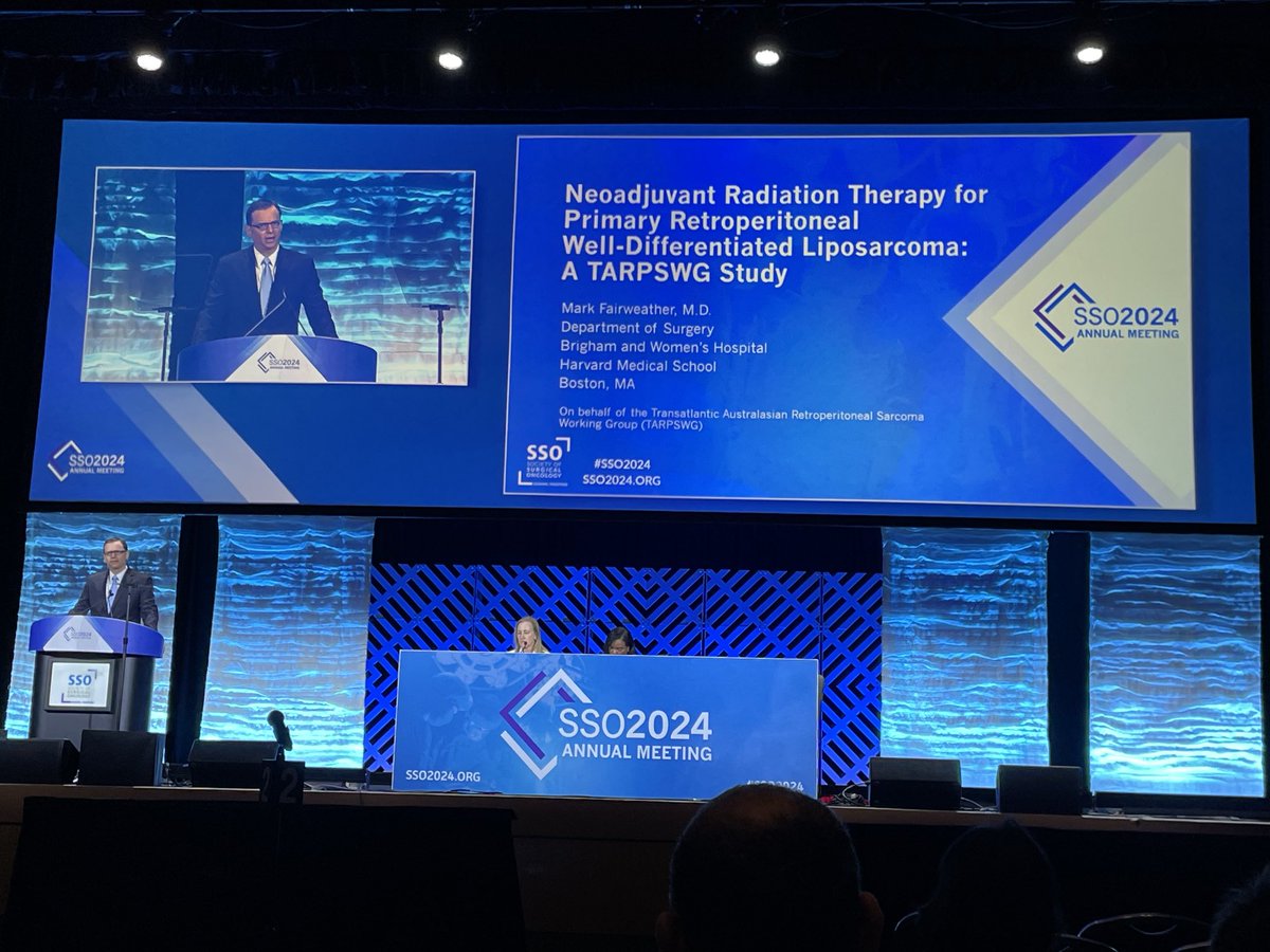 Excellent plenary session talk by Mark Fairweather adding more proof that neoadjuvant RT has a role for primary RP WDLPS ⁦@BrighamSurgery⁩ ⁦@BwhSurgOncology⁩ ⁦@TARPSWG⁩ #SSO2024