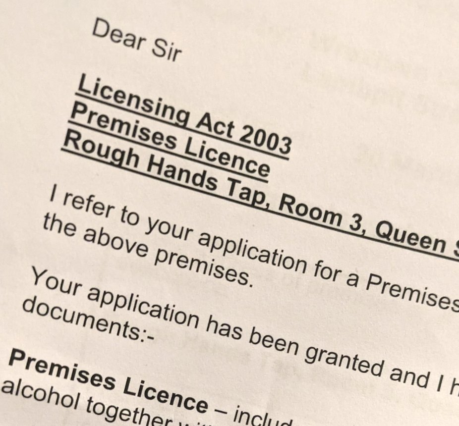 Ohhh wait a minute Mr post man. What's this?!?! 🥳🥳🥳🥳 Licence granted! Another BIG step...oh and these steps are coming thick and fast. #roughhandstap #chaptercourt #wrecsam #taproom #newbusiness