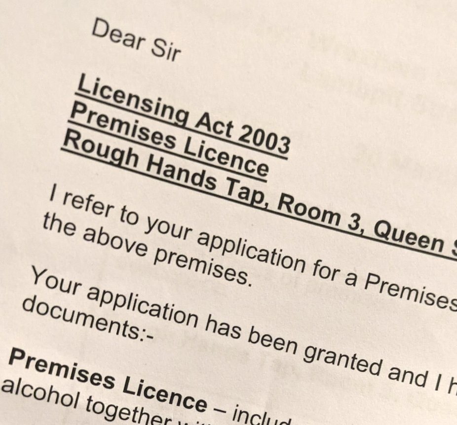 roughhandswxm's tweet photo. Ohhh wait a minute Mr post man.
What's this?!?! 🥳🥳🥳🥳
Licence granted!
Another BIG step...oh and these steps are coming thick and fast.
#roughhandstap #chaptercourt #wrecsam #taproom #newbusiness https://t.co/jSpa3A9YB2