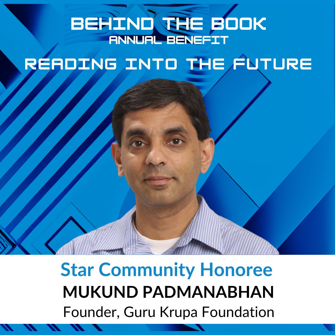 Honoree Spotlight! ✨

On May 6th, we're excited to honor Mukund Padmanabhan at our BtB annual benefit. As the founder of the Guru Krupa Foundation, he is our Star Community Honoree for funding many of our student book programs.

Buy Your Ticket Now! → bit.ly/BtBBenefit2024