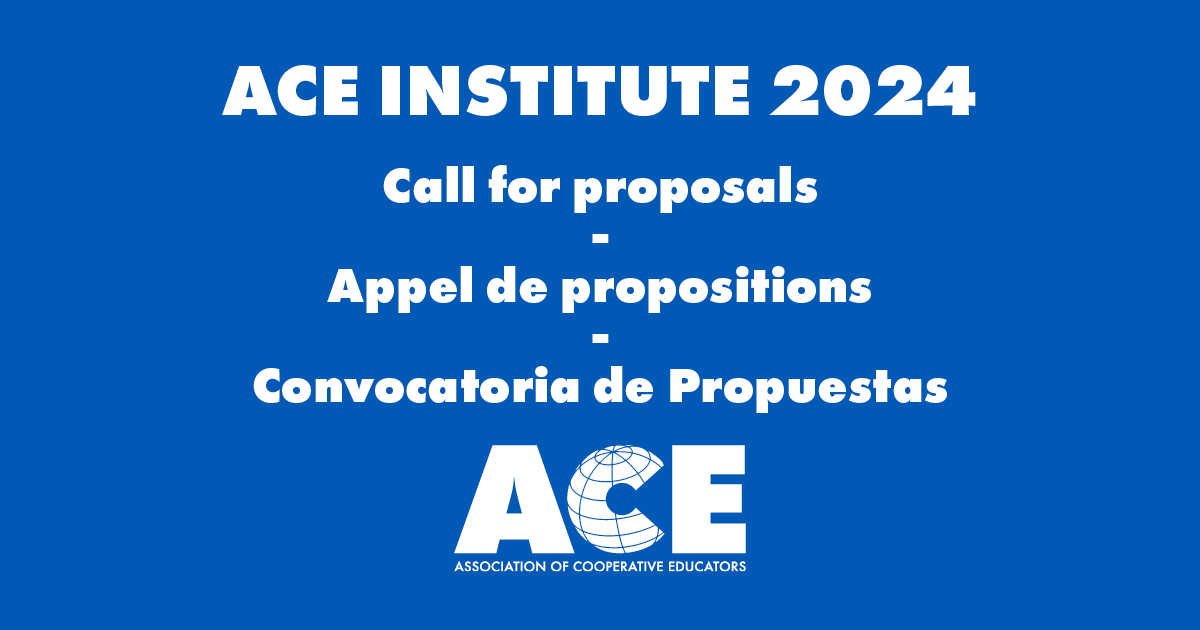 ACEeducators's tweet image. Remember, there is still time to send us proposals for the 2024 Annual Institute! The theme of this year is: Cultivating co-operation. 

More info about the application process can be found here in English, French and Spanish: loom.ly/2zqxWKQ 

#ACEInstitute2024