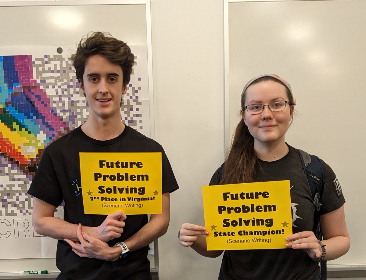 She did it! STATE BOWL CHAMP! 🏆 Nicola, president of our Future Problem Solving Club @hbwprogram just won 1st place in VA for applying #STEM research to crafting her fantastic Sci Fi piece. And Finn got 2nd! Way to go writers! #loveHB