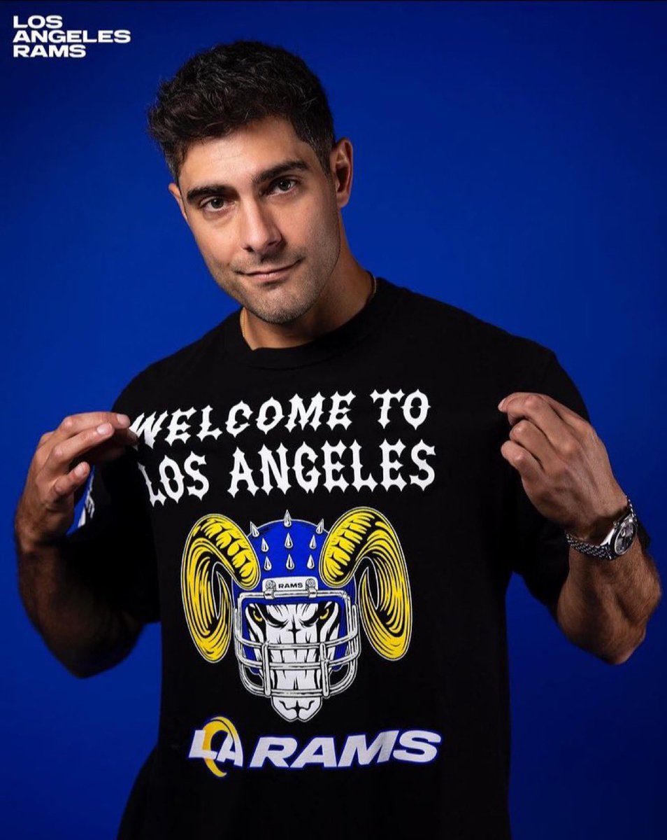 TRENDING: #NFL fans are saying the #Rams signed Jimmy Garoppolo to model their clothing 😭😭😭