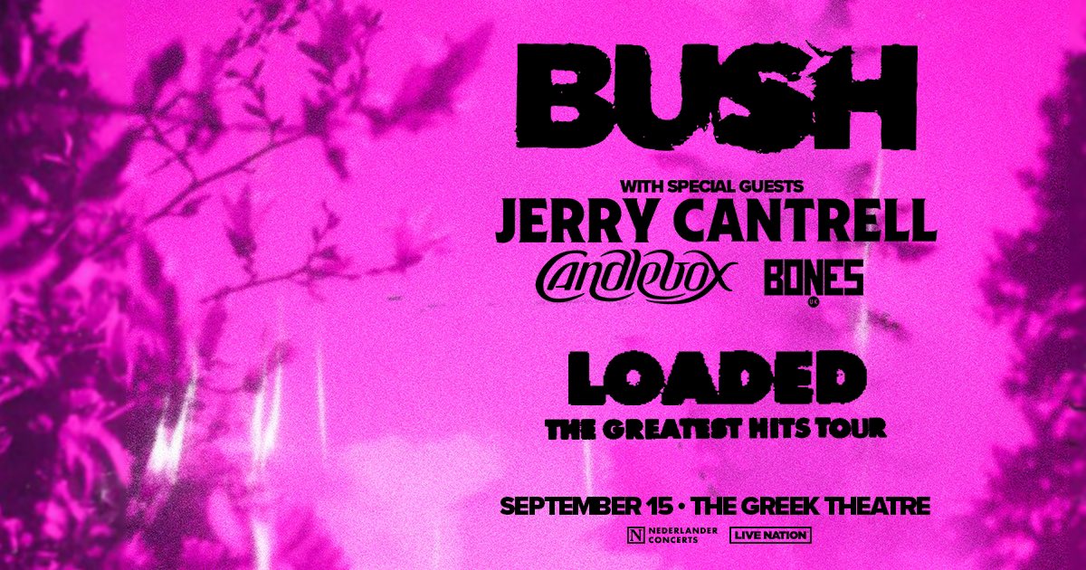 🤘 @bonesbandbones will join @JerryCantrell and @candlebox in opening up the show for @bushofficial at the @Greek_Theatre on Sun, September 15th! Did you get your tickets yet? 🎟️: ticketmaster.com/event/0900602E…