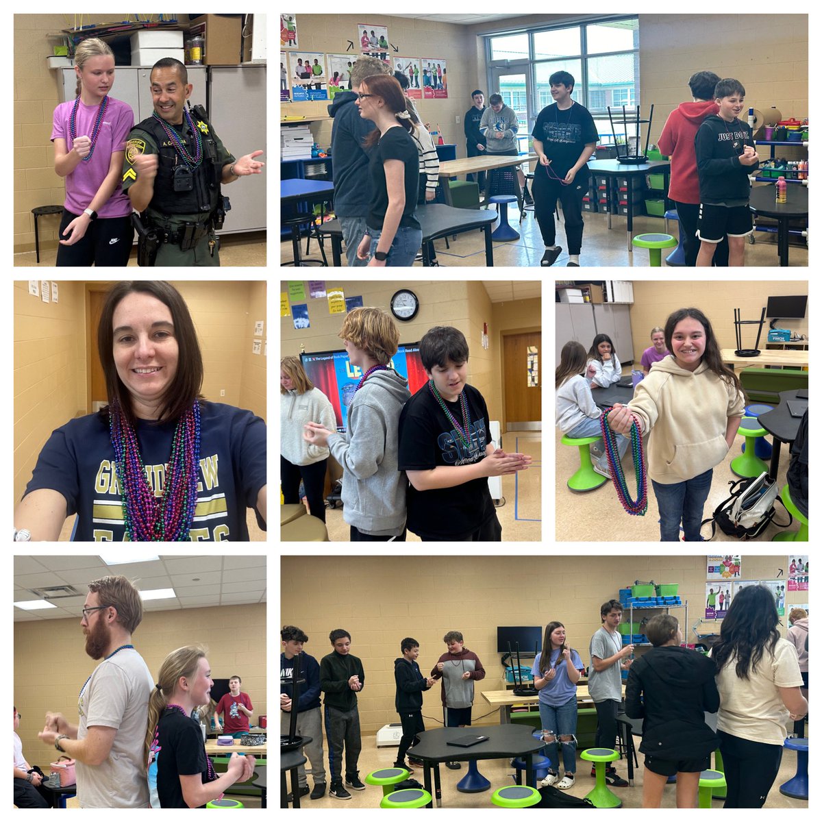The teachers have played Rock, Paper, Scissors all week and had a blast, I read the story and had my students play in class. Win get the beads, lose give them all up. It was a FUN day for ALL!! Officer Cabrera and Mr. Leslie even joined in our fun! I did win all the beads once!