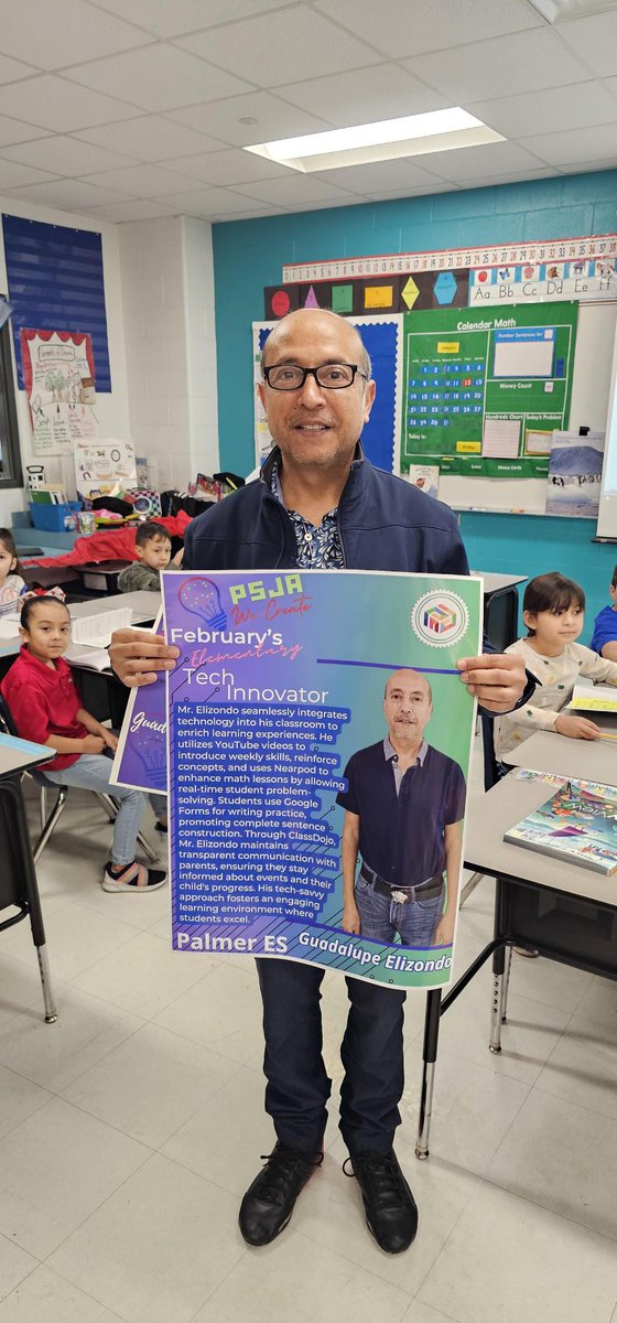 Congratulations to Mr. Elizondo our February District Technology Innovator for his exceptional dedication to integrating technology into his classroom, fostering enriched learning experiences. 💻🤩 #PSJATech <a href="/PSJAISD/">PSJA ISD</a>