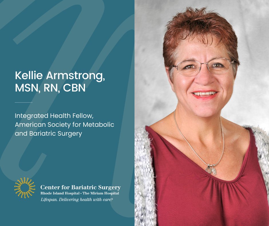 Join us in congratulating Kellie Armstrong, MSN, RN, FASMBS-IH, CBN, on her recent designation as an Integrated Health Fellow for the @ASMBS! Kellie is part of the 1st cohort of this fellowship. @MiriamHospital