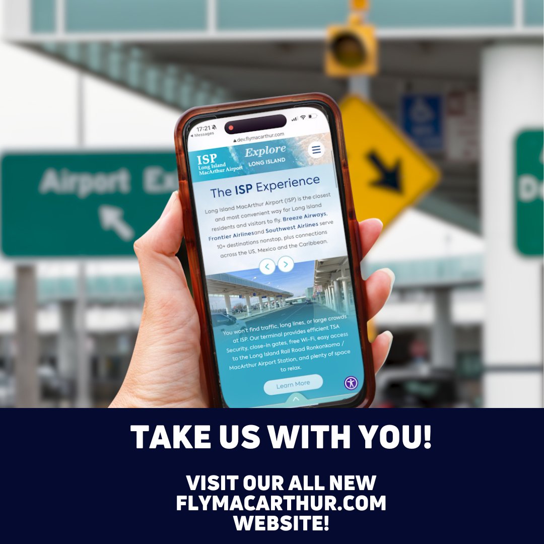 With mobile-friendly features, airline information, maps & more, the all new FlyMacArthur.com is pocket-sized travel companion. @BreezeAirways @FlyFrontier @SouthwestAir #longisland #flymacarthur #hereforlongisland #travelfinds #isp #longislandny #springtravel #vacations